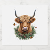 Scottish Highland Cow Cattle Hairy Cow Christmas W Sparkling Wijnetiket (Enkel label)