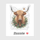 Scottish Highland Cow Cattle Hairy Cow Christmas W Sticker (Vel)