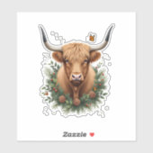 Scottish Highland Cow Cattle Hairy Cow Christmas W Sticker (Vel)