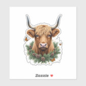 Scottish Highland Cow Cattle Hairy Cow Christmas W Sticker (Vel)