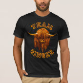 Scottish Highland Cow Celebrates Team Ginger T-shirt (Voorkant)