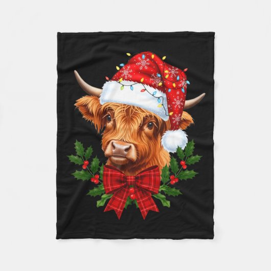 Scottish Highland Cow Christmas Funny Cow Lover Xm Fleece Deken (Voorkant)