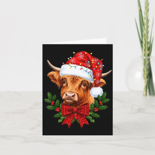 Scottish Highland Cow Christmas Funny Cow Lover Xm Kaart (Voorkant)