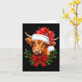 Scottish Highland Cow Christmas Funny Cow Lover Xm Kaart (Gele Bloem)
