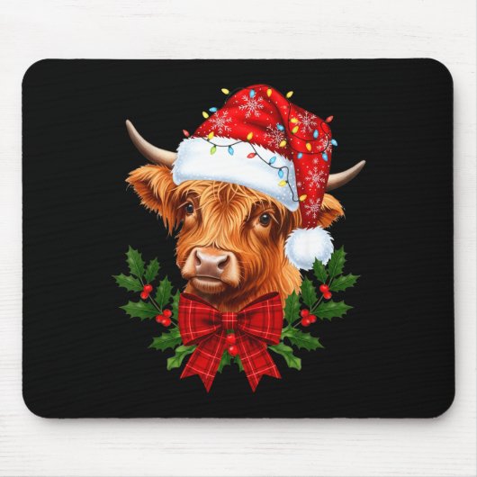 Scottish Highland Cow Christmas Funny Cow Lover Xm Muismat (Voorkant)