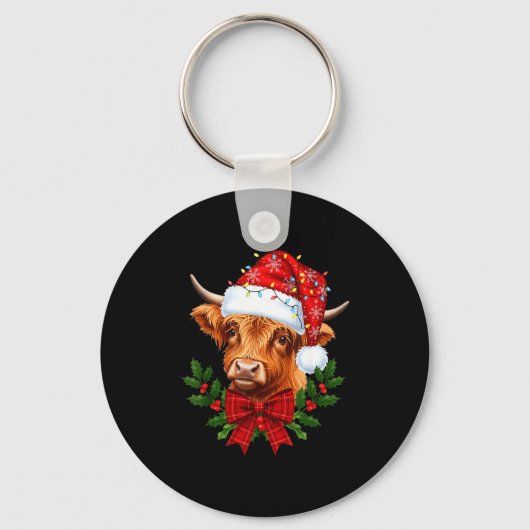 Scottish Highland Cow Christmas Funny Cow Lover Xm Sleutelhanger (Voorkant)