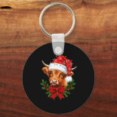 Scottish Highland Cow Christmas Funny Cow Lover Xm Sleutelhanger (Voorkant)