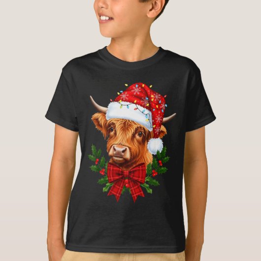 Scottish Highland Cow Christmas Funny Cow Lover Xm T-shirt (Voorkant)