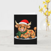 Scottish Highland Cow Christmas Lights Xmas Party  Kaart (Gele Bloem)