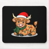 Scottish Highland Cow Christmas Lights Xmas Party  Muismat (Voorkant)