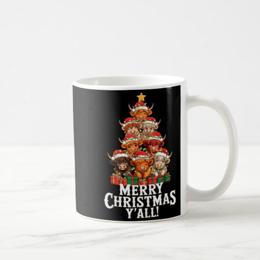 Scottish Highland Cow Christmas Tree Funny Cow Lov Koffiemok (Rechts)