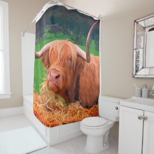 Scottish Highland Cow Douchegordijn