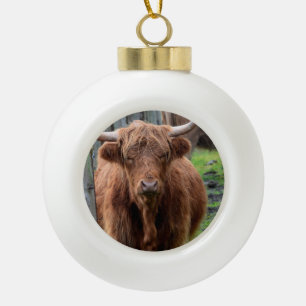 Scottish Highland Cow Keramische Bal Ornament