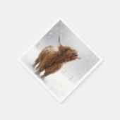 Scottish Highland Cow Licking Snowflakes Servet (Hoek)