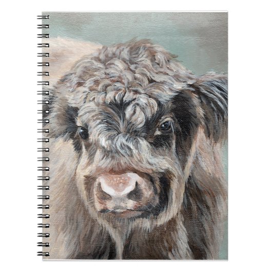 Scottish Highland Cow on Green Notitieboek (Voorkant)