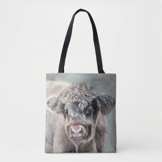 Scottish Highland Cow on Green Tote Bag (Voorkant)