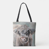 Scottish Highland Cow on Green Tote Bag (Achterkant)