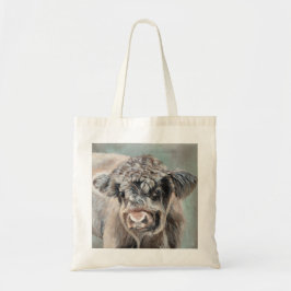 Scottish Highland Cow on Green Tote Bag