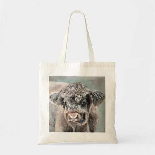 Scottish Highland Cow on Green Tote Bag (Voorkant)
