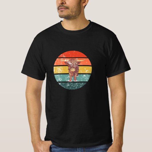 Scottish Highland Cow Retro T-shirt (Voorkant)