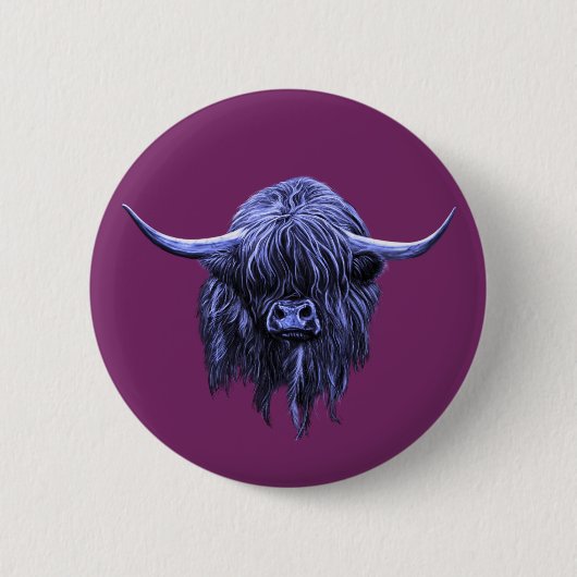 Scottish Highland Cow Ronde Button 5,7 Cm (Voorkant)