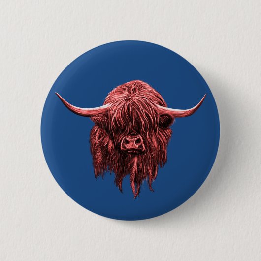 Scottish Highland Cow Ronde Button 5,7 Cm (Voorkant)