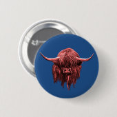 Scottish Highland Cow Ronde Button 5,7 Cm (Voorkant /achterkant)