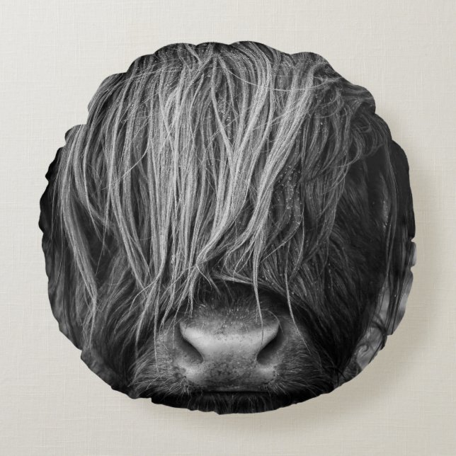Scottish Highland Cow, Schotland Rond Kussen (Voorkant)