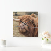 Scottish Highland cow Tile Vierkante Klok (Huis)