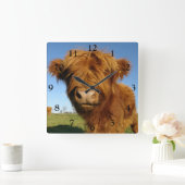 Scottish Highland Cow Vierkante Klok (Huis)
