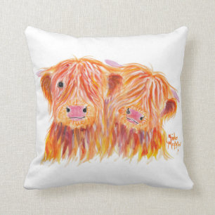 Scottish Highland Cows 'Buddies' op Throw Cushion Kussen