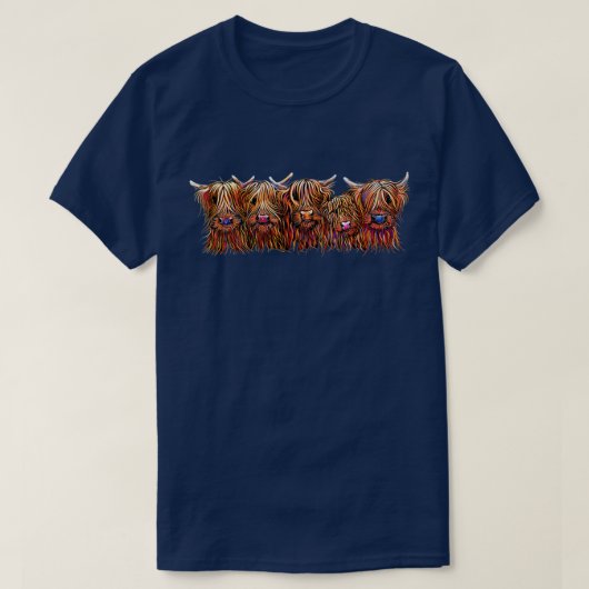 SCoTTISH HiGHLaND CoWS ' The HaiRY BuNCH oF Coos ' T-shirt (Design voorkant)