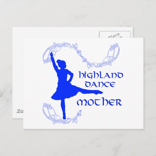 Scottish Highland Dance Moeder - Blauw Briefkaart (Voorkant / Achterkant)