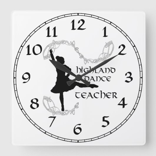 Scottish Highland Dance Teacher Silhouette Vierkante Klok (Voorkant)