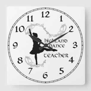 Scottish Highland Dance Teacher Silhouette Vierkante Klok