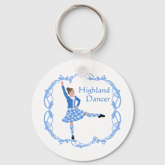 Scottish Highland Dancer Celtic Knotwork Blue Sleutelhanger (Voorkant)