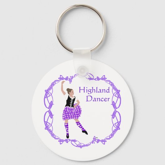 Scottish Highland Dancer Celtic Knotwork Paars Sleutelhanger (Voorkant)