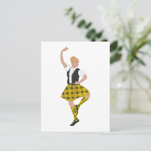 Scottish Highland Dancer MacLeod Tartan Briefkaart (Staand voorkant)