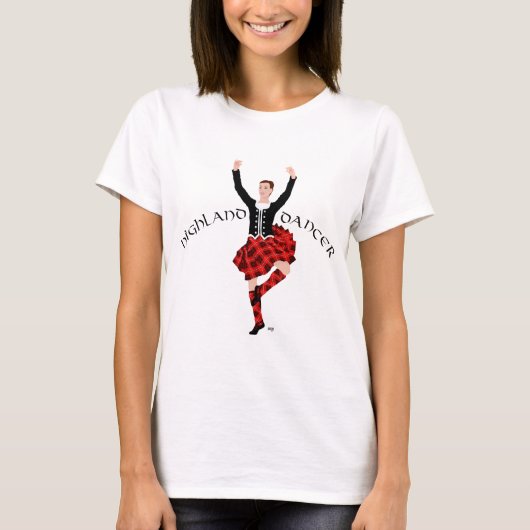 Scottish Highland Dancer Red en Black T-shirt (Voorkant)