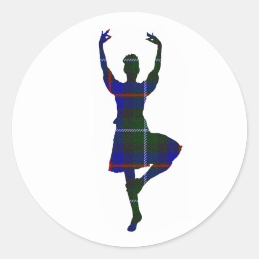 Scottish Highland Dancer Ronde Sticker (Voorkant)