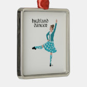 Scottish Highland Dancer - Turquoise Metalen Ornament (Rechts)