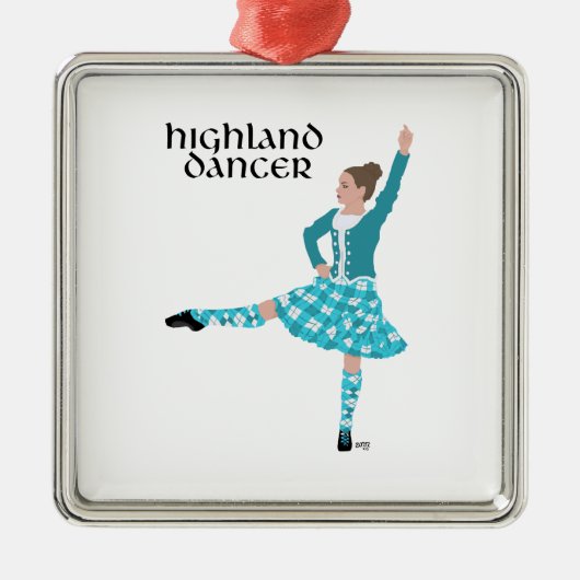 Scottish Highland Dancer - Turquoise Metalen Ornament (Voorkant)