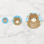 Scottish Highland Koe Baby shower Blue Confetti (Voorkanten)