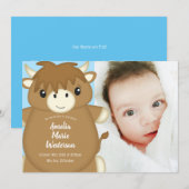 Scottish Highland Koe Baby shower Blue Kaart (Voorkant / Achterkant)