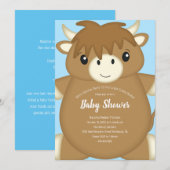 Scottish Highland Koe Baby shower Blue Kaart (Voorkant / Achterkant)