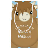 Scottish Highland Koe Baby shower Blue Klein Cadeauzakje (Voorkant)