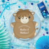 Scottish Highland Koe Baby shower Blue Papieren Bordje (Feest)