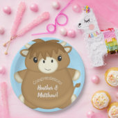 Scottish Highland Koe Baby shower Blue Papieren Bordje (Feest)