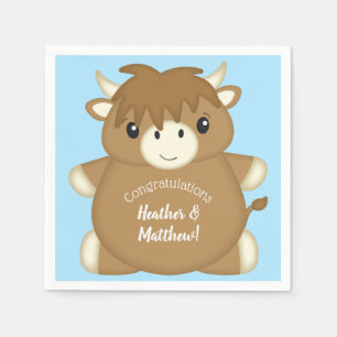 Scottish Highland Koe Baby shower Blue Servet