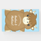 Scottish Highland Koe Baby shower Blue Spandoek (Horizontaal)